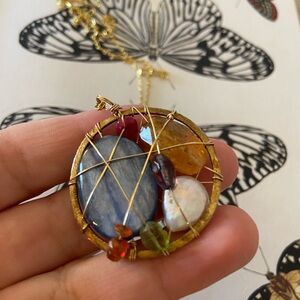 Beautiful - Caged Vermeil Large Pendant With Stones